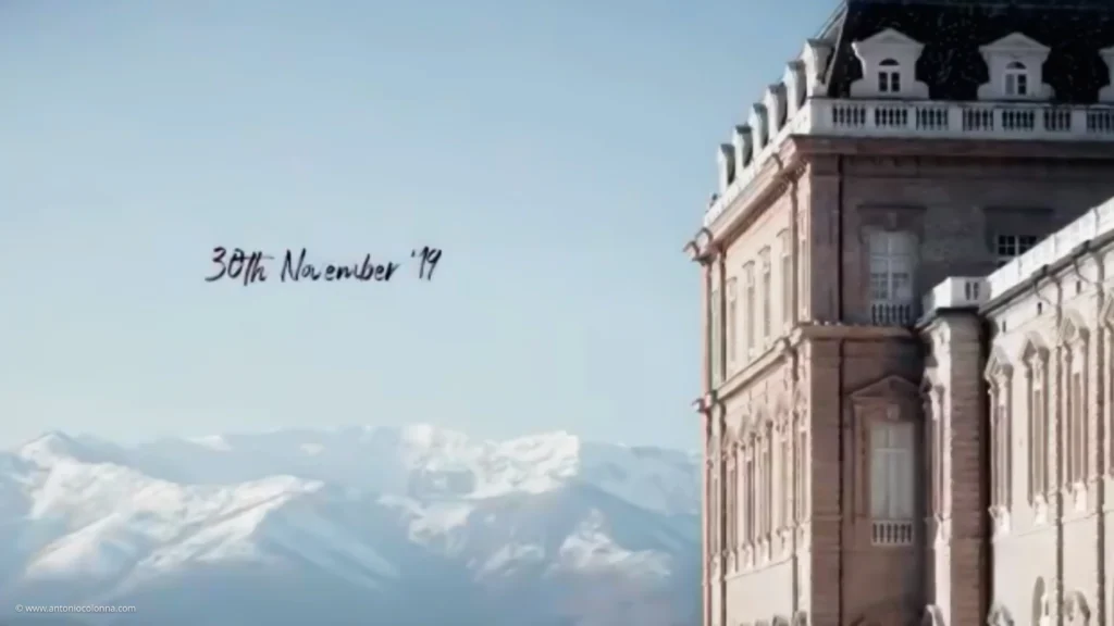 View of the Reggia di Venaria Reale with the Alps in the background during the Italian Wedding Awards