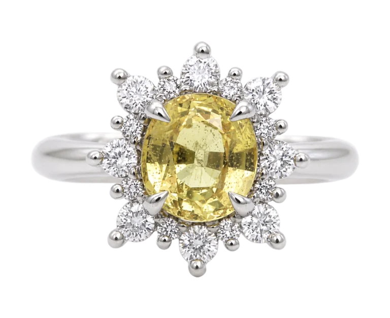 Anello Charlotte con gemma gialla centrale e diamanti