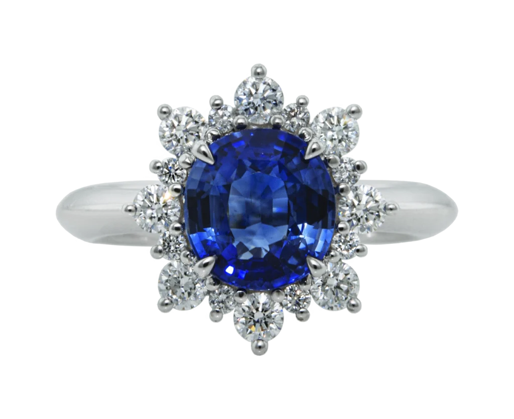 Anello Fiocco di neve con zaffiro blu e diamanti