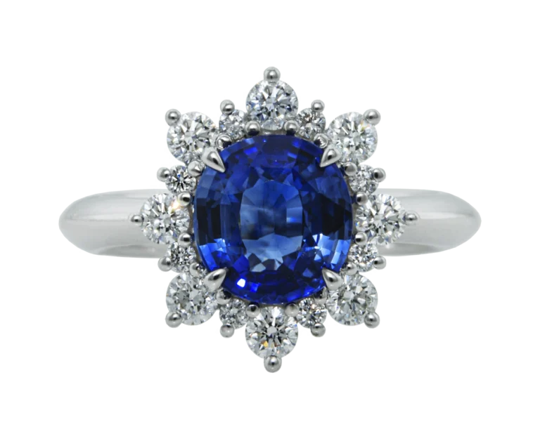 Anello Fiocco di neve con zaffiro blu e diamanti
