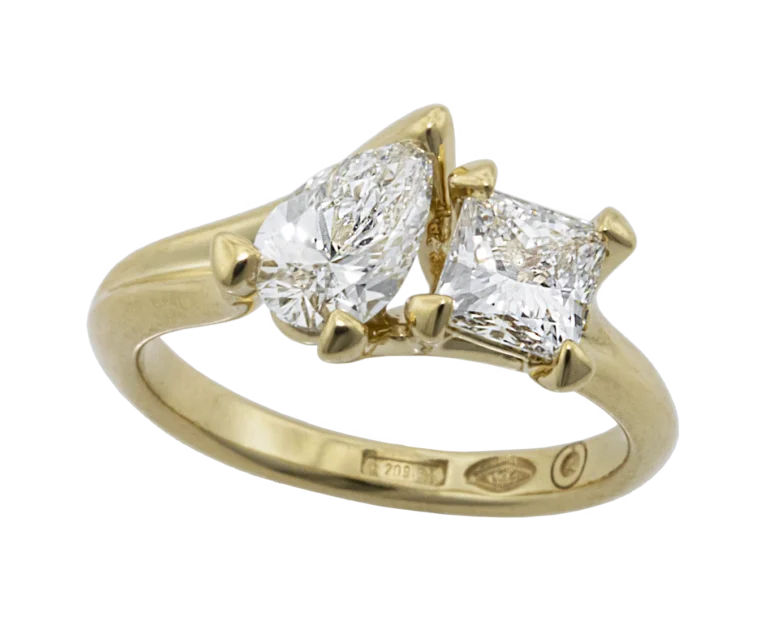 'Together Forever' ring with two diamonds set in a yellow gold setting