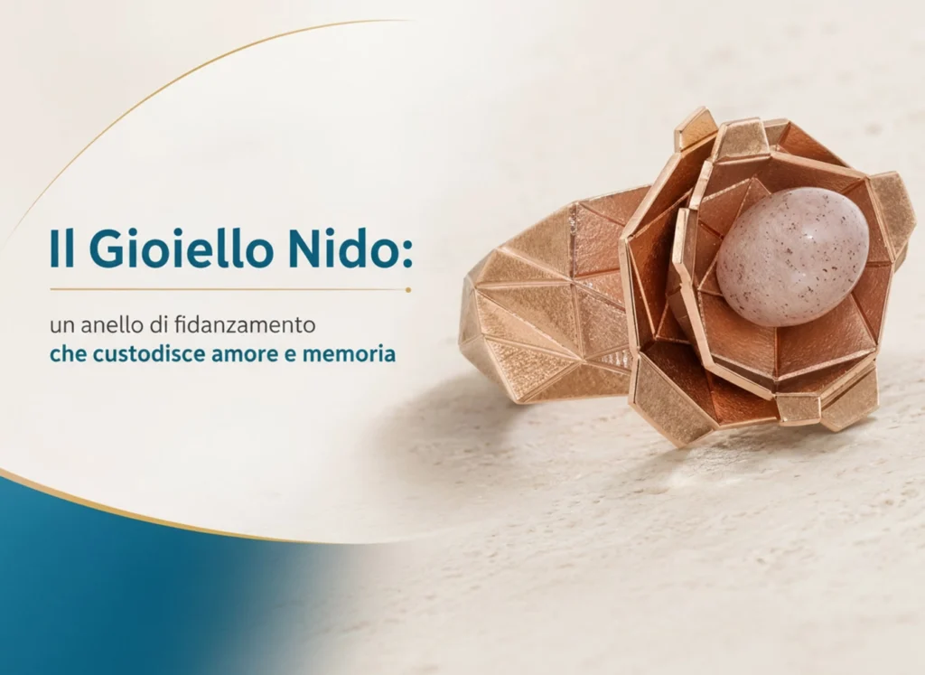 Nest ring in rose gold with moonstone, inspired by family and memory