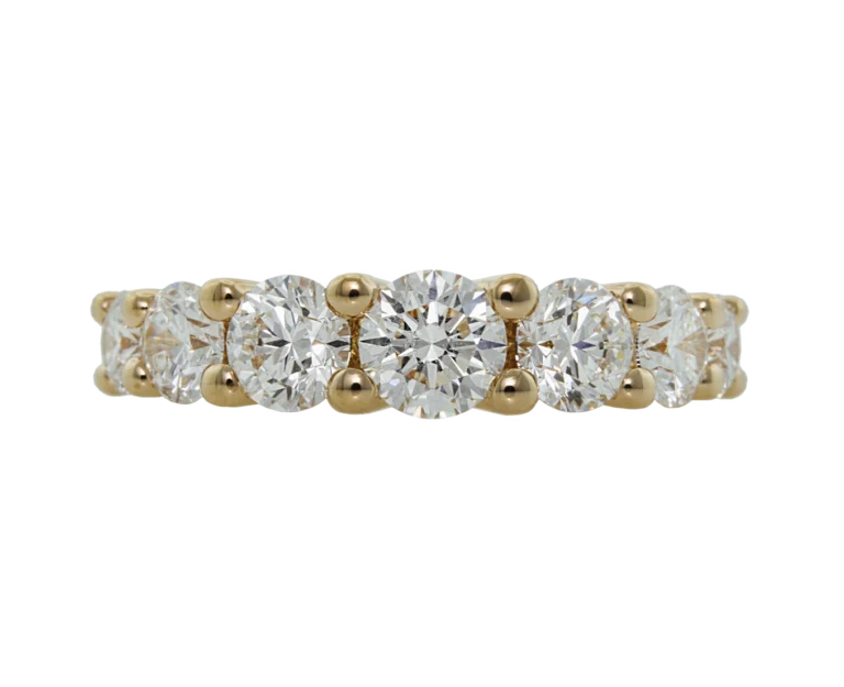 Diadema yellow gold ring with diamonds, front view