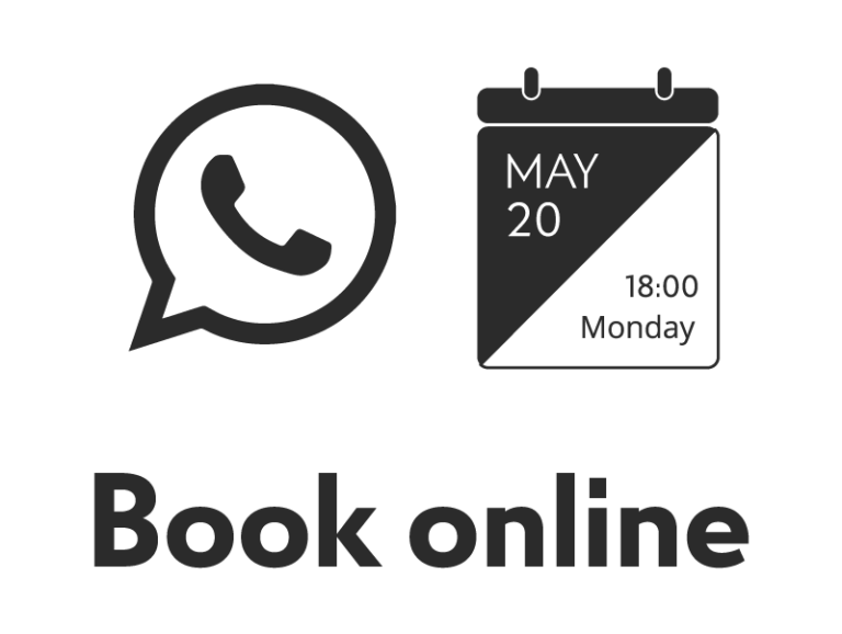 Online booking via WhatsApp and calendar