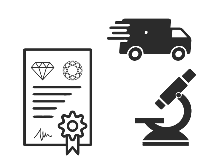 Jewellery shipment with certification and technical inspection
