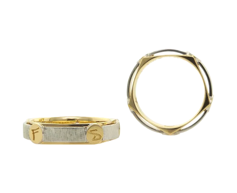 Custom 18-carat yellow and white gold anniversary bands