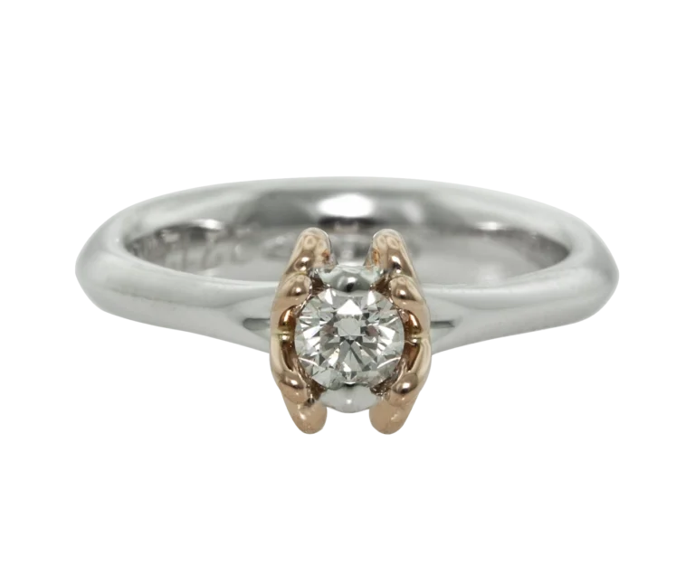 Two-tone diamond engagement ring Segni Nascosti, front view