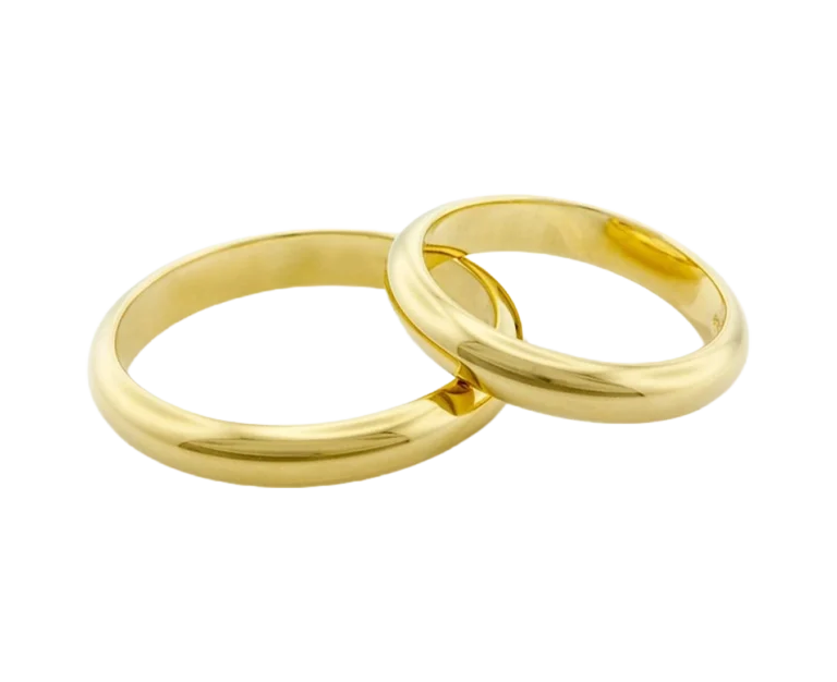 Pair of traditional yellow gold wedding rings