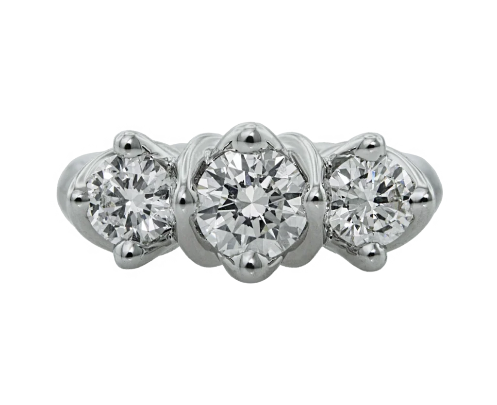 18 carat white gold diamond trilogy engagement ring