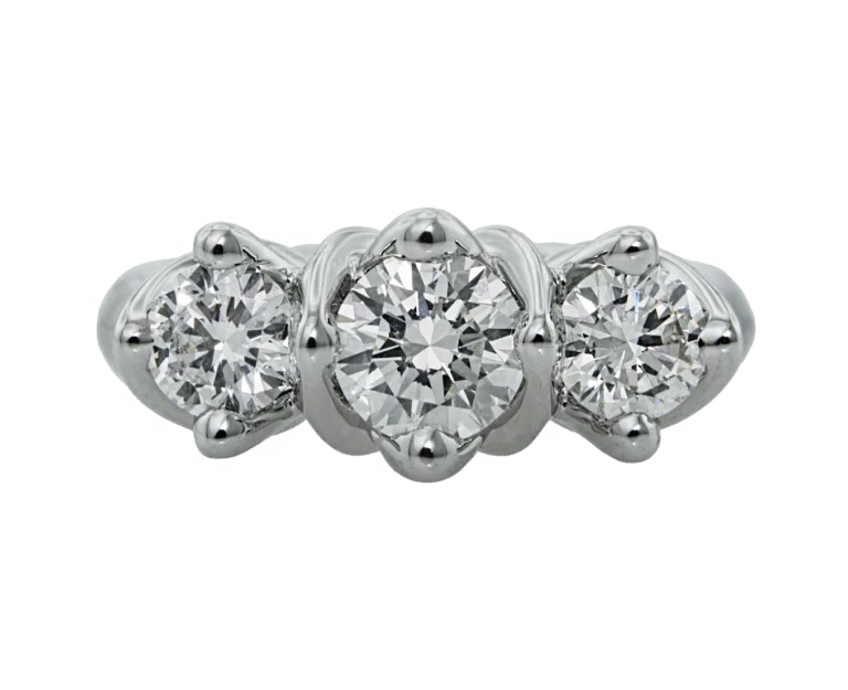 18 carat white gold diamond trilogy engagement ring