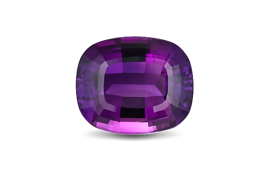 Faceted amethyst with intense purple colour and central brilliance.