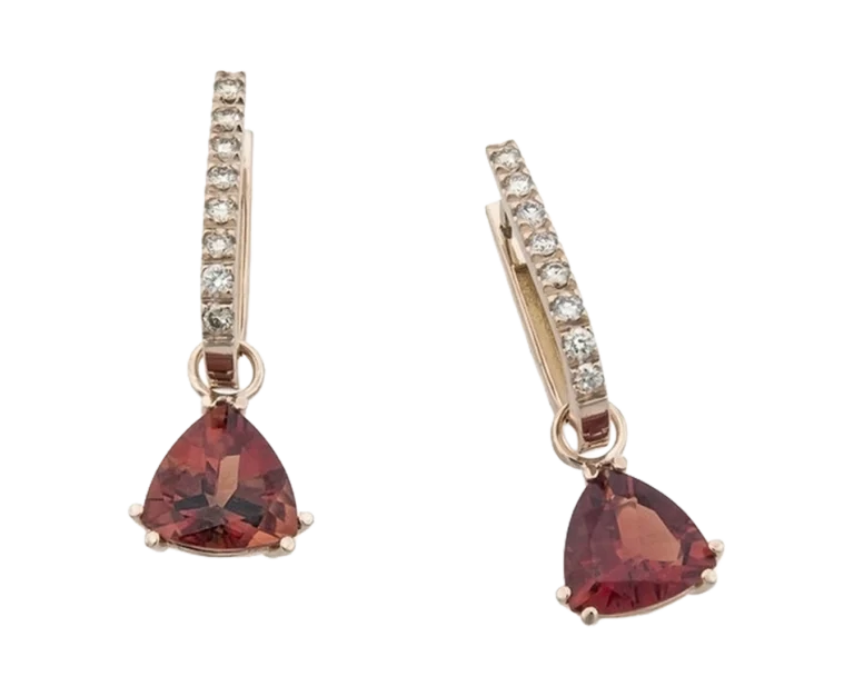 18-carat white gold andalusite and diamond earrings, front view