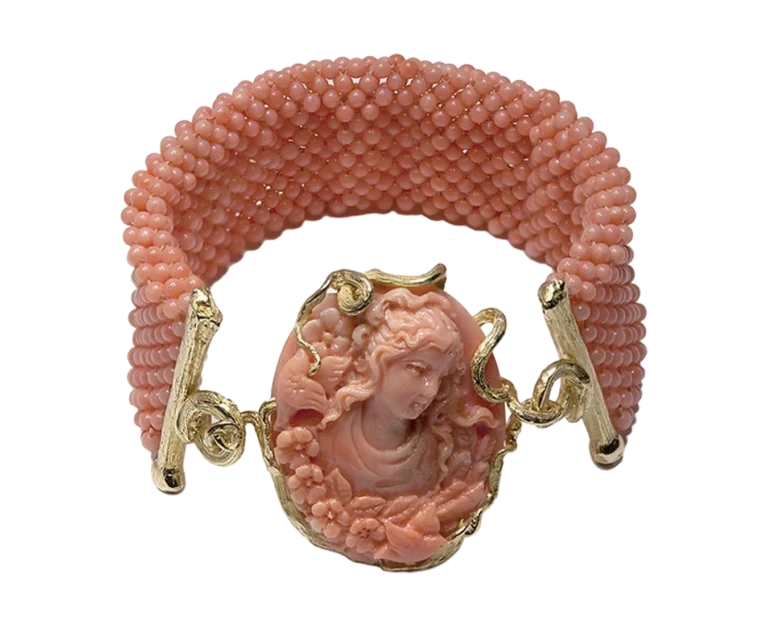 Bespoke cameo and coral bracelet made by Antonio Colonna