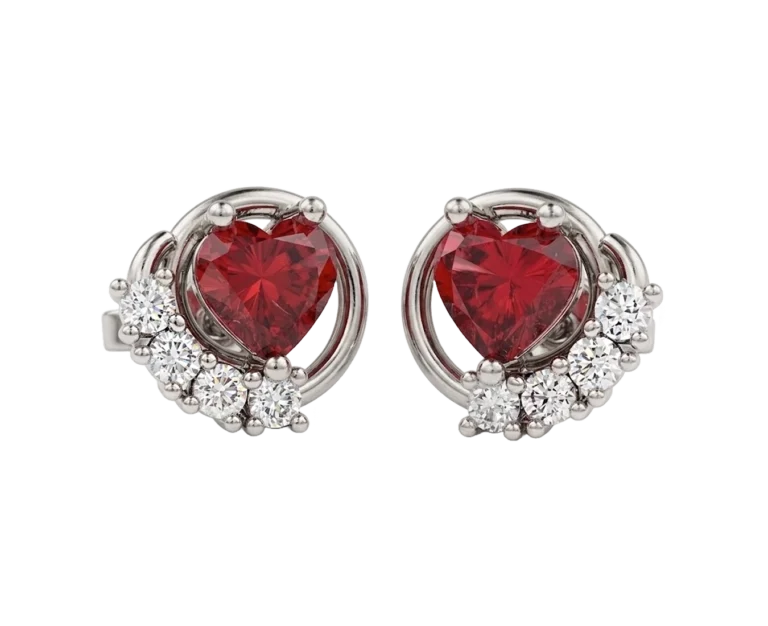 Orecchini in oro bianco con rubini e diamanti San valentino