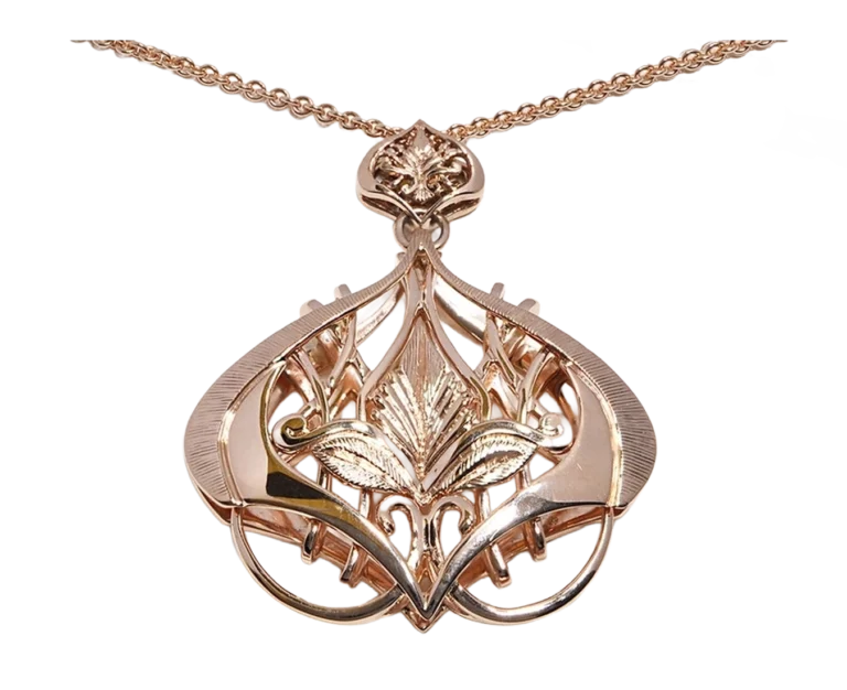 Openwork and hand-engraved rose gold Heart Pendant, custom-made personalised piece of jewellery by Antonio Colonna