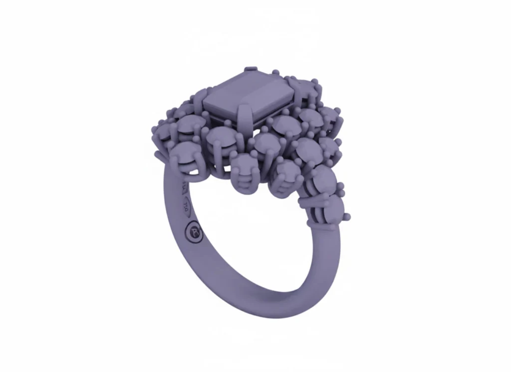 Prototipo 3D dell'anello Mimosa utilizzato nella fase di progettazione e verifica delle proporzioni