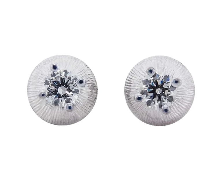 18-carat white gold diamond solitaire earrings, front view