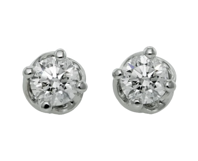 Twist 18-carat white gold diamond solitaire earrings, front view