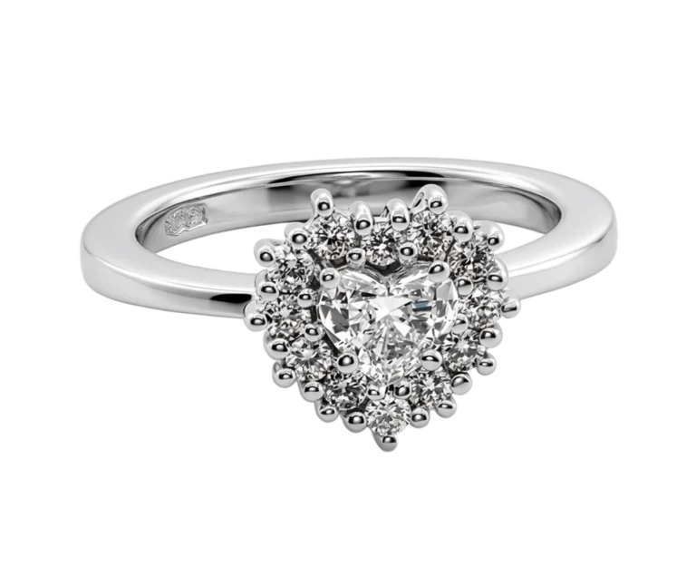Anello di fidanzamento con diamante a cuore Cuore di luce in oro bianco