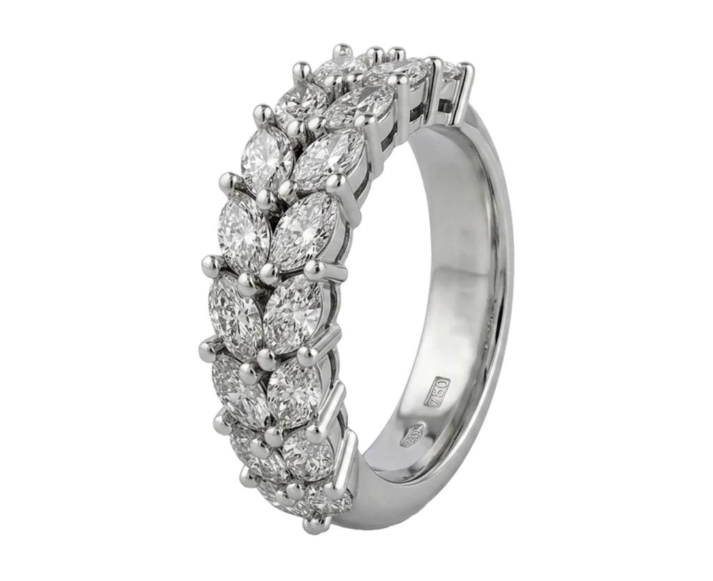 Wheat grains white gold diamond engagement ring