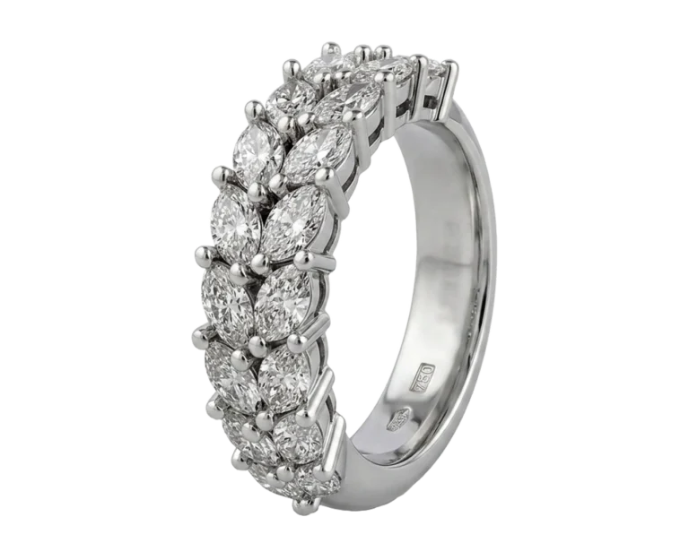 Wheat grains white gold diamond engagement ring