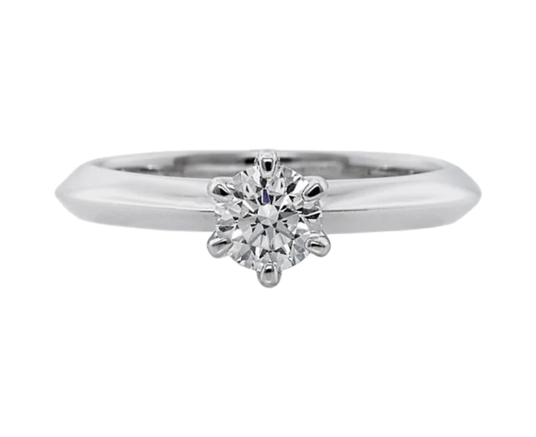 Classic white gold engagement ring with a natural diamond, front view