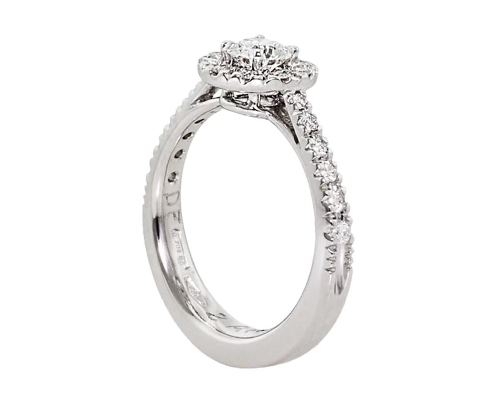 Side view of the Cone of Light white gold and diamond ring