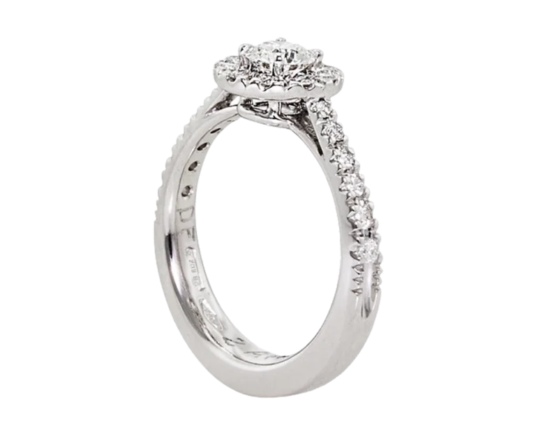Side view of the Cone of Light white gold and diamond ring
