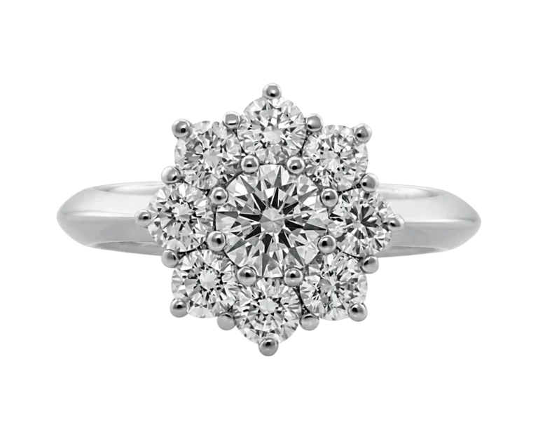 Queen 18-carat white gold diamond engagement ring, front view