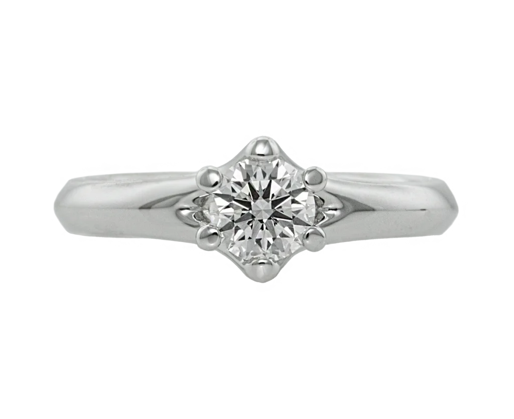 Bespoke Crown 18-carat white gold engagement ring with natural diamond