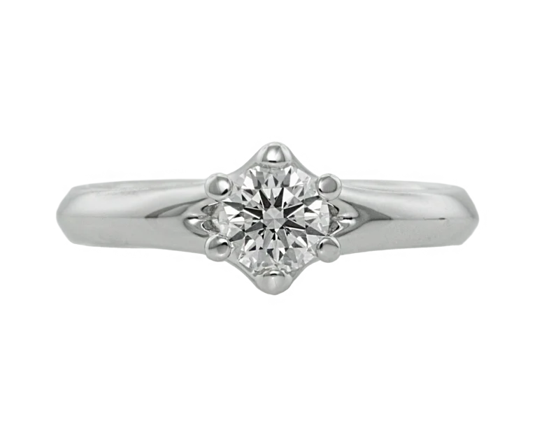Bespoke Crown 18-carat white gold engagement ring with natural diamond