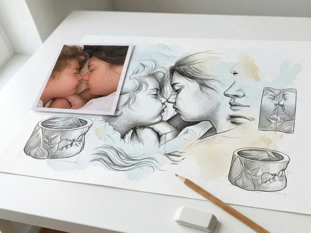 Gioielli narrativi su misura. Disegni preparatori per un anello narrativo in oro giallo con bassorilievo e microscultura