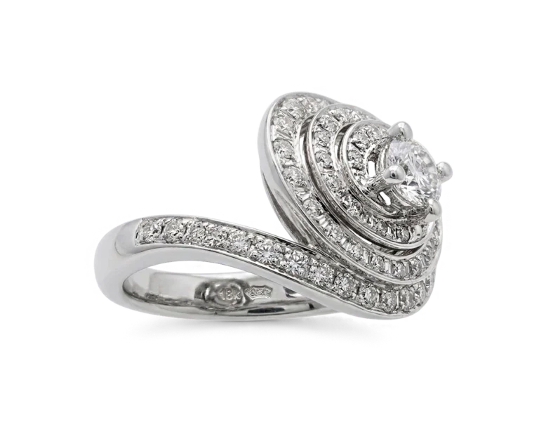 Side view of the white gold white galaxy ring with diamonds