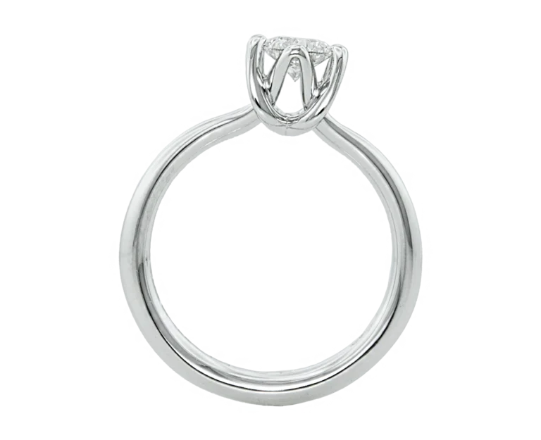 Side view of the White Gem white gold ring with a natural diamond