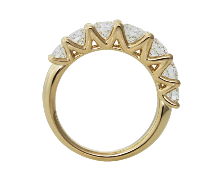 Side view of the yellow gold Diadema ring with natural diamonds