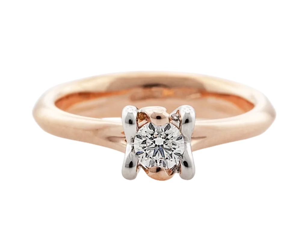 Anello di fidanzamento su misura Iniziali in oro rosa e oro bianco con diamante naturale
