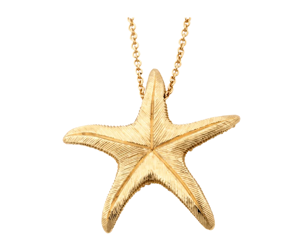 Retro del pendente Stelle Marine in oro rosa con lavorazione radiale della superficie