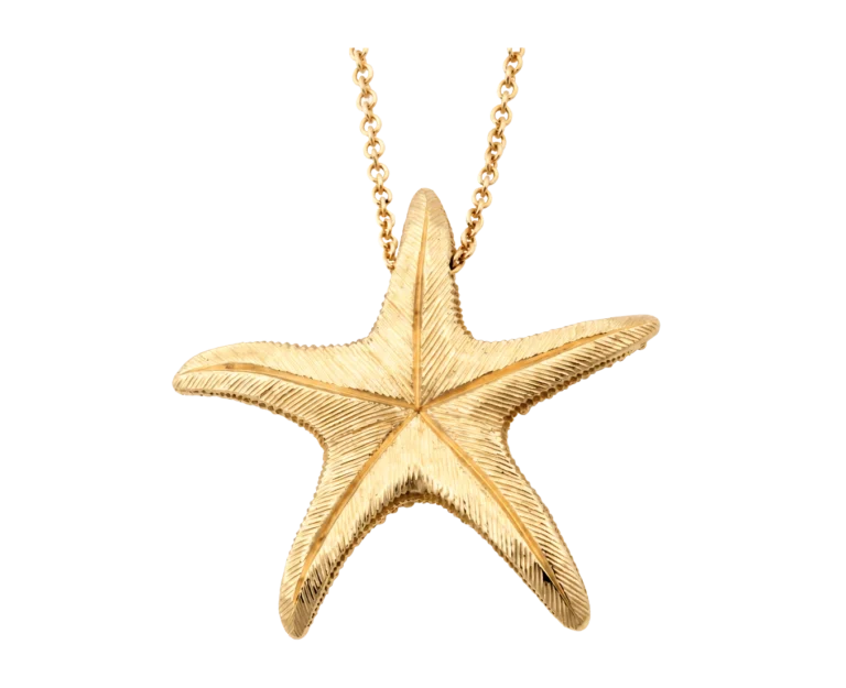 Retro del pendente Stelle Marine in oro rosa con lavorazione radiale della superficie