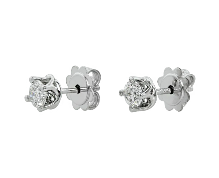Twist earrings viewed from the side with prong setting and back closure